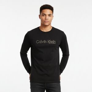 Men's Calvin Klein Blue Long Sleeve T-Shirt Tee Top Logo Crew Neck M size NWT